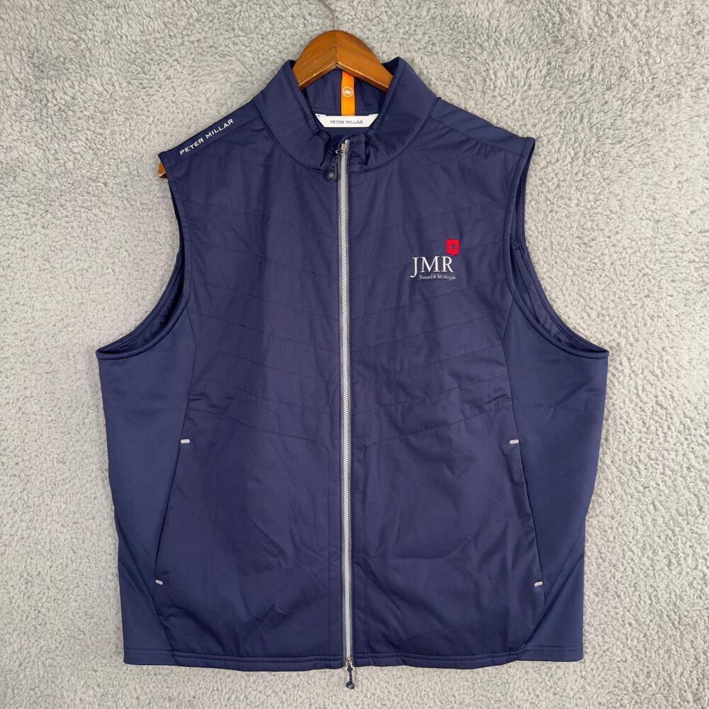 Peter Millar Fuse Elite Vest Mens XL Blue Full Zip Crown Sport